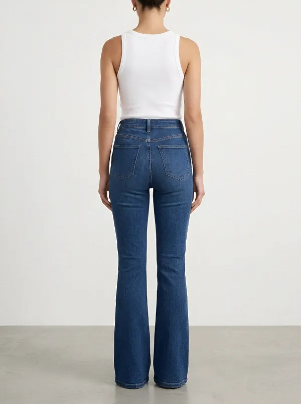 Casual High-Waist Women's High-Waist Stretch Flare Jeans