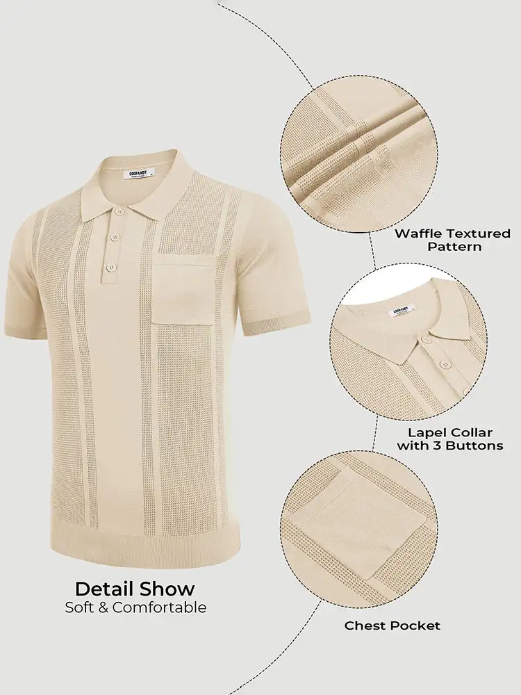 Casual Textured Knit Polo Shirt