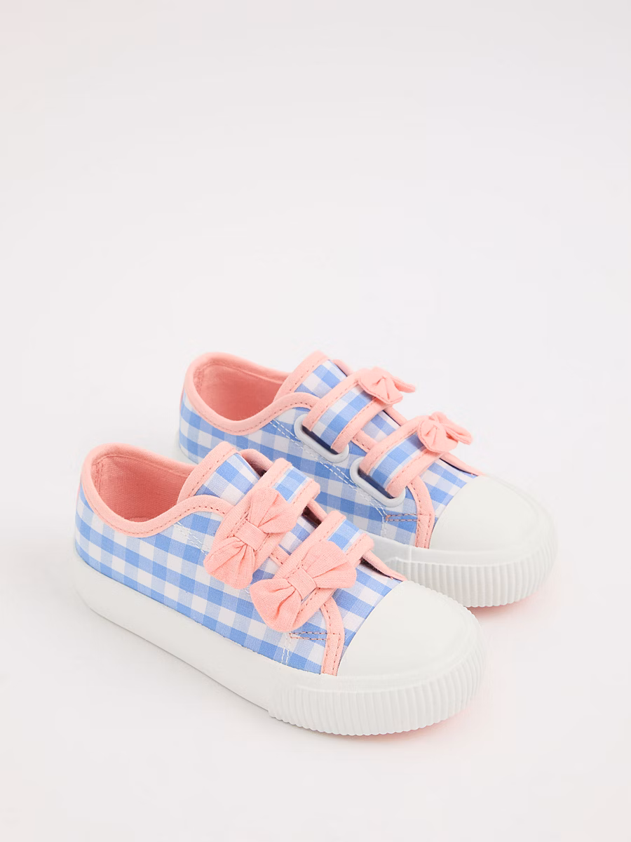 Blue Gingham Bow Trainers detail 2