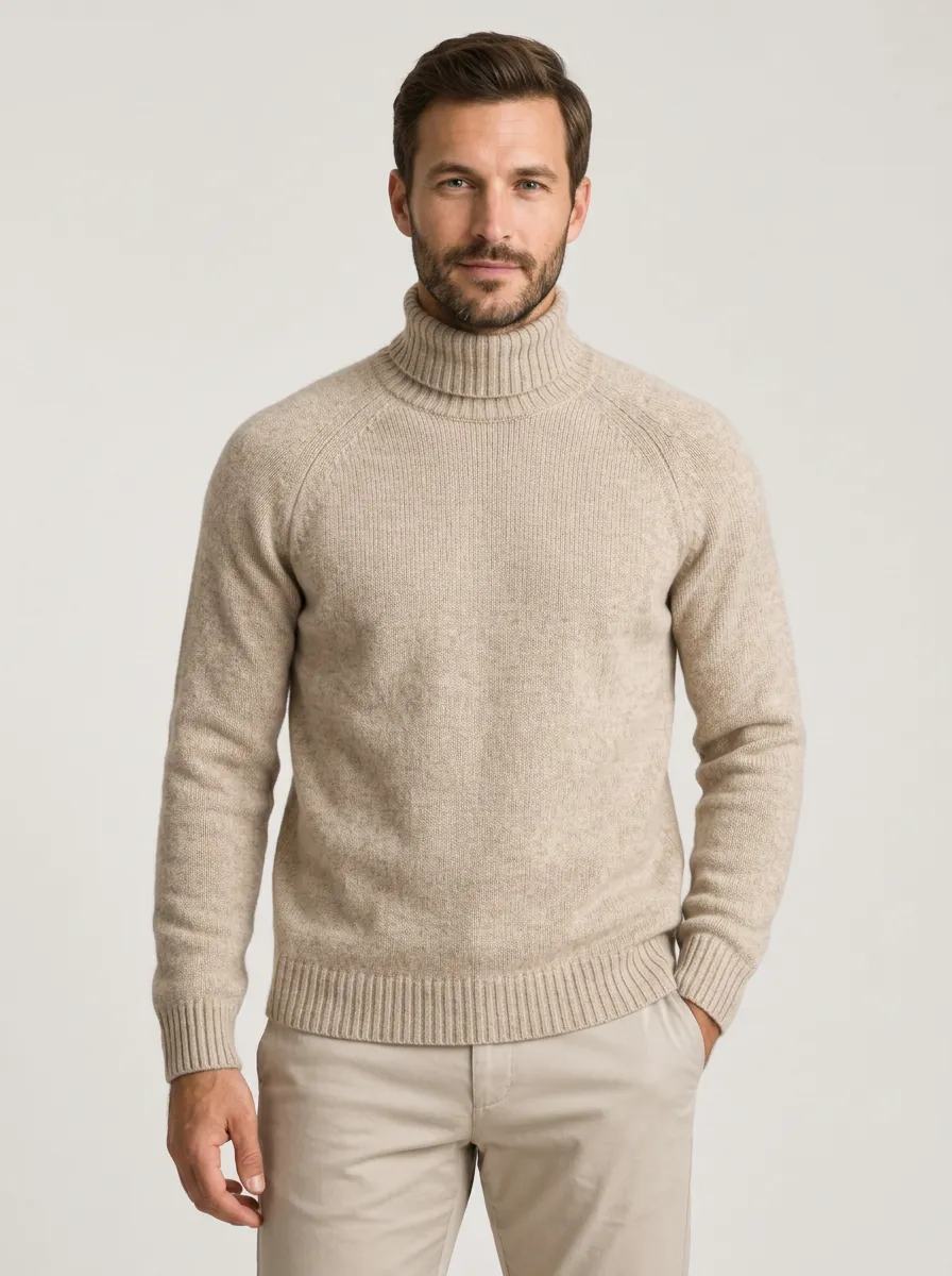 Men's Foundation Layer Ribbed Knit Turtleneck Sweater