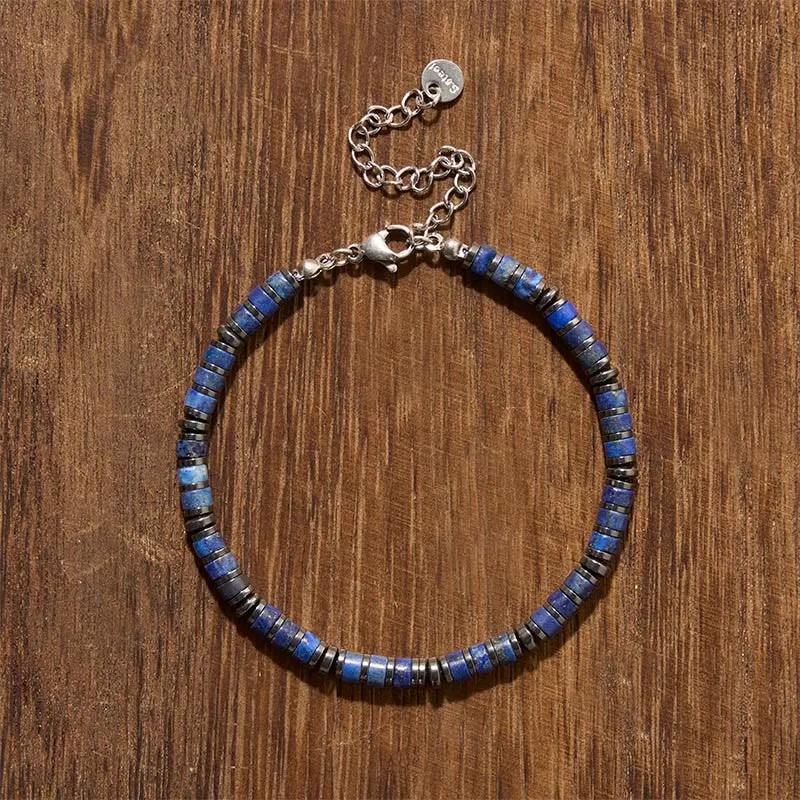 Natural Lapis Lazuli Amethyst Frosted Stone Bead Bracelet
