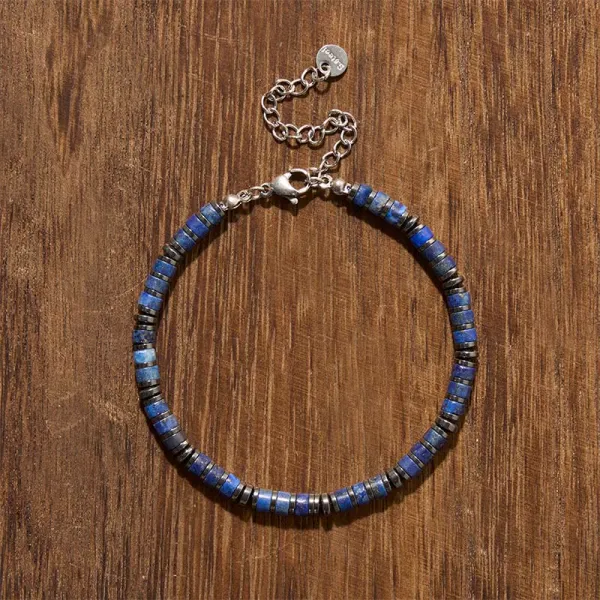 Natural Lapis Lazuli Amethyst Frosted Stone Bead Bracelet