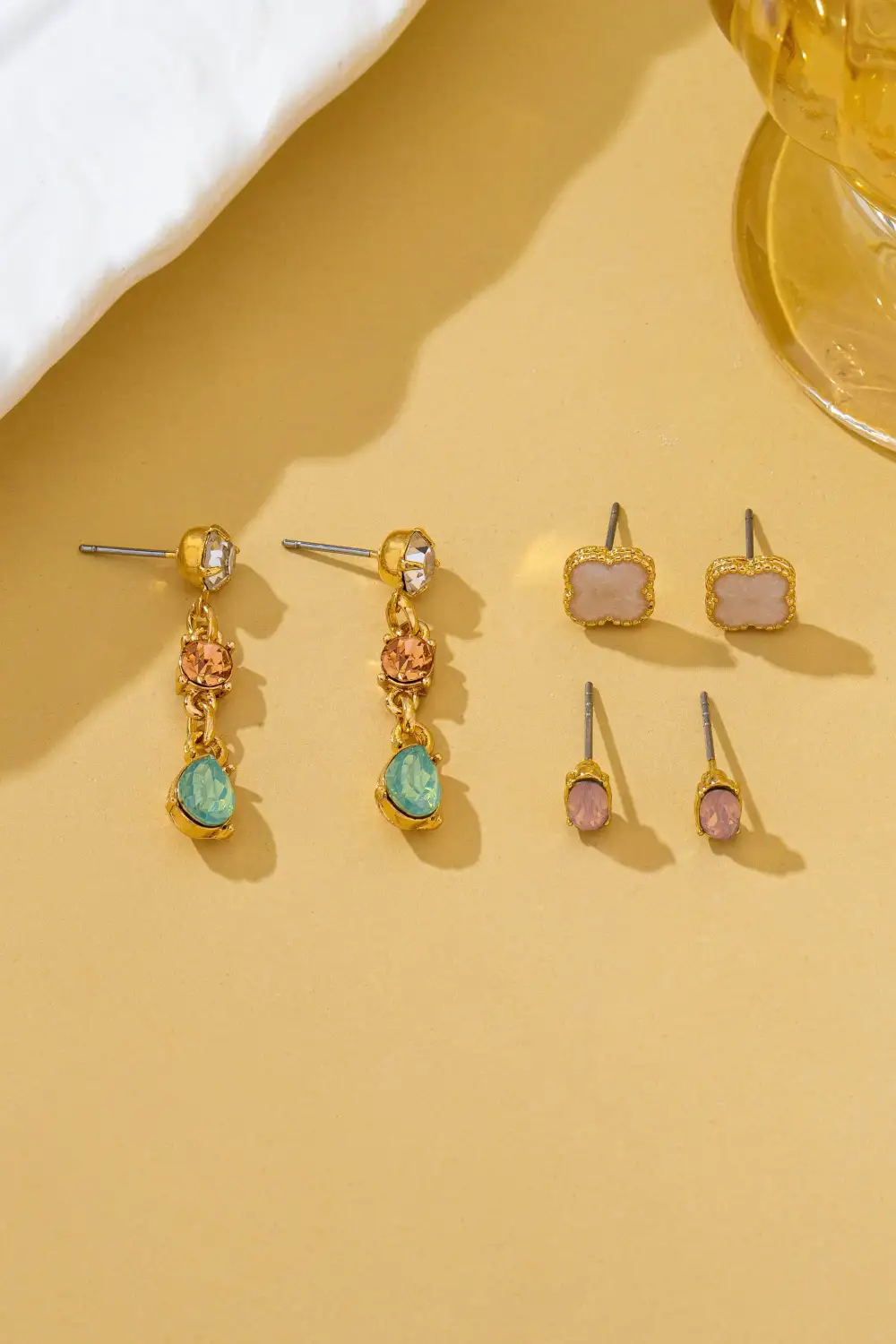 Mixed Clover Rhinestone Stud Drop