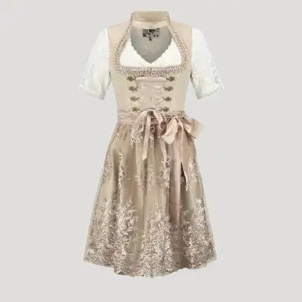 Women's Fitted Short-Sleeve Lace Dirndl-Inspired Dress