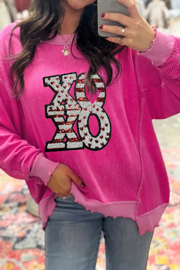 Strawberry Pink Twisted Ribbed Block Pullover