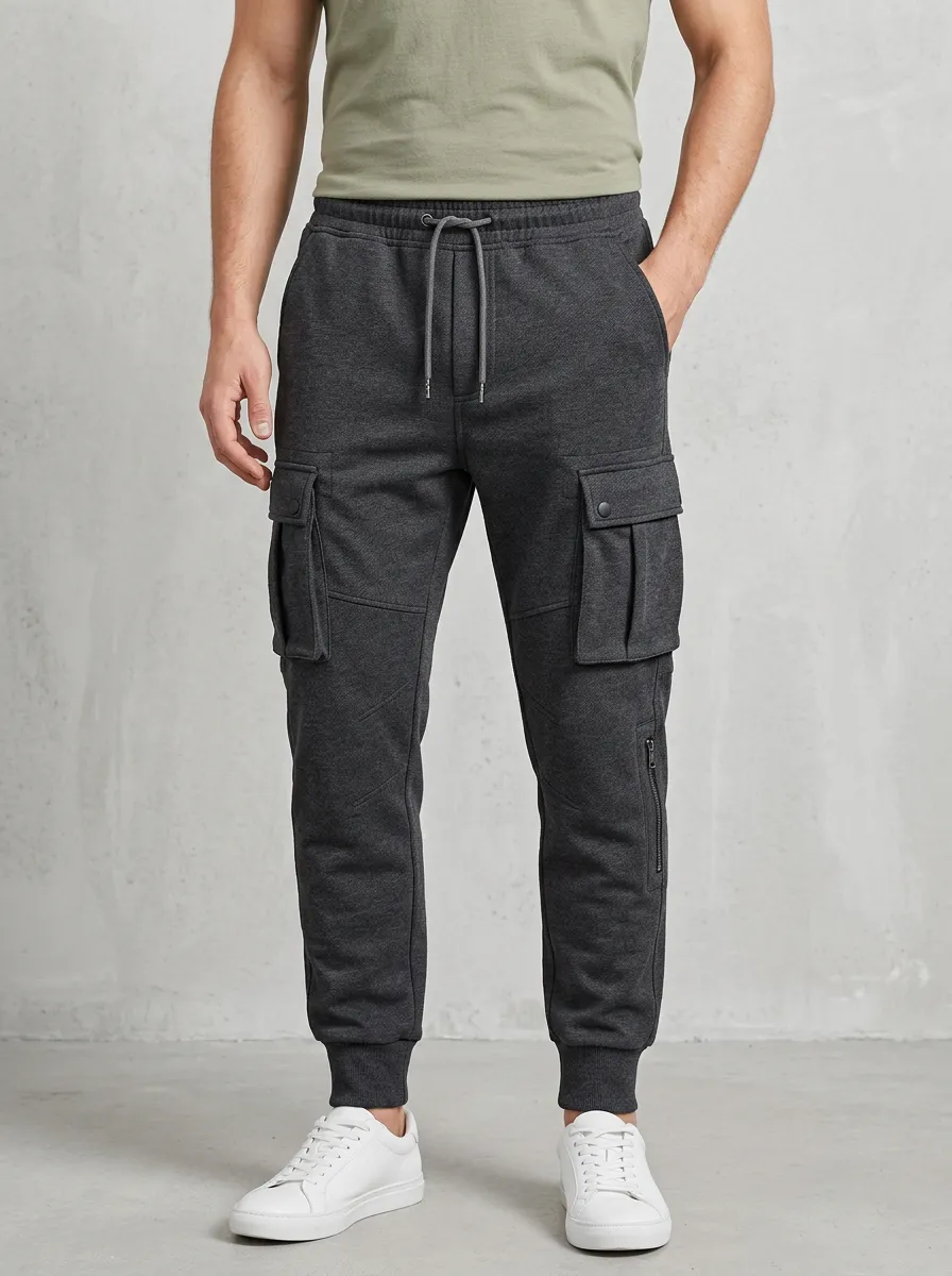 Contemporary Graphic Print Active Look Men's Cargo Jogger Pants