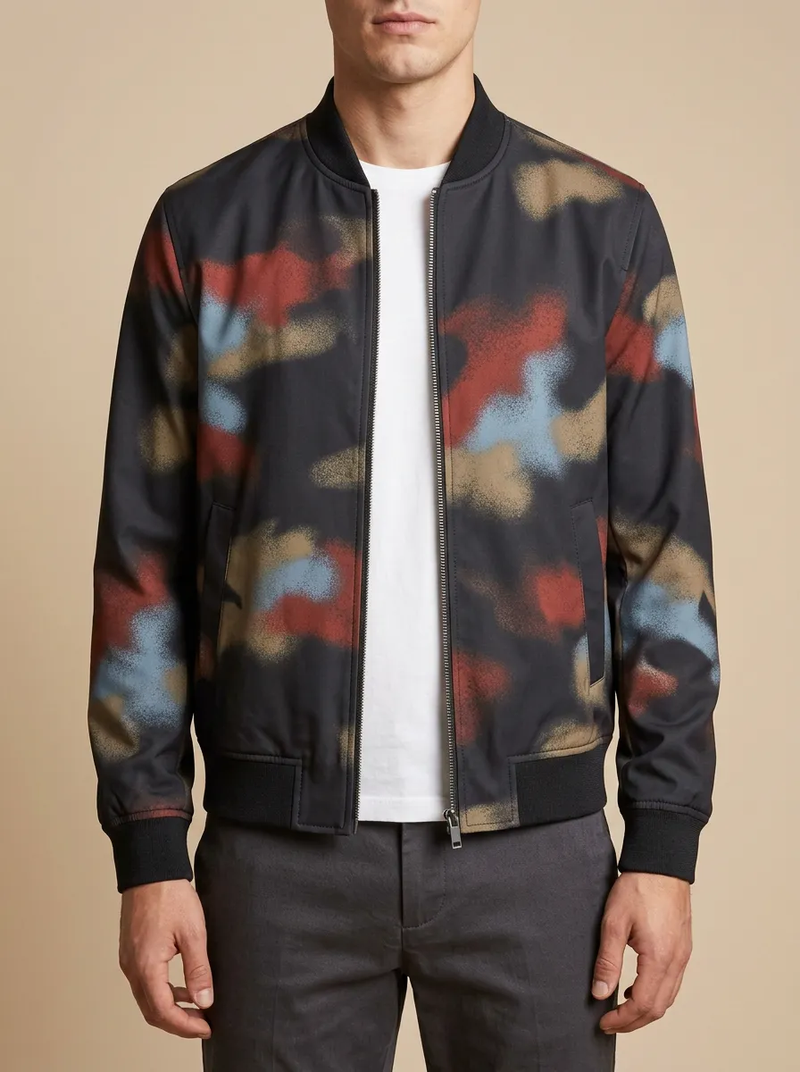 Men's Streetwear Urban Style Camo Printed Bomber Jacket