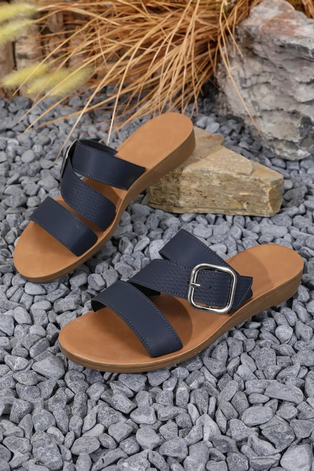 Buckle Slip-On Flat Sandals