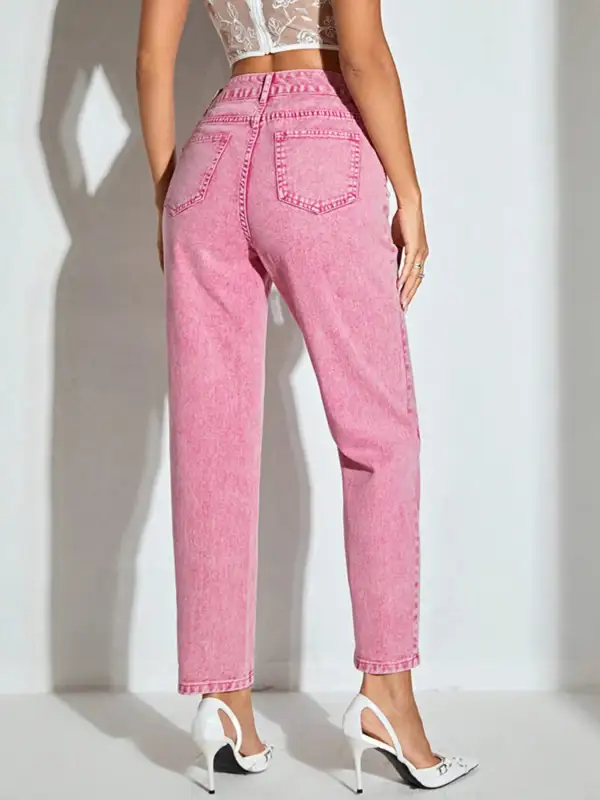 Relaxed Washed Stretch Straight Leg Jeans