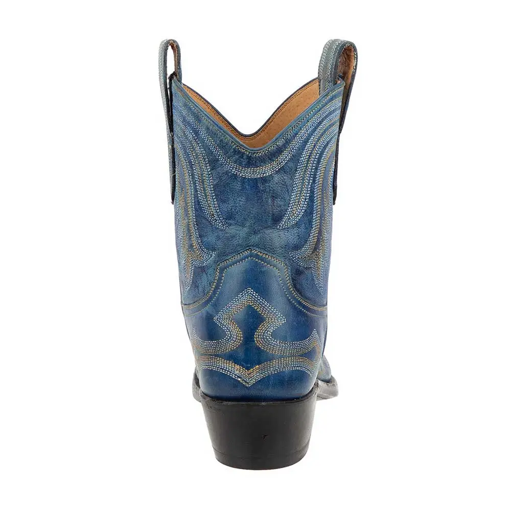 Faux-Leather Embroidered Snip-Toe Chunky-Heel Western Boots