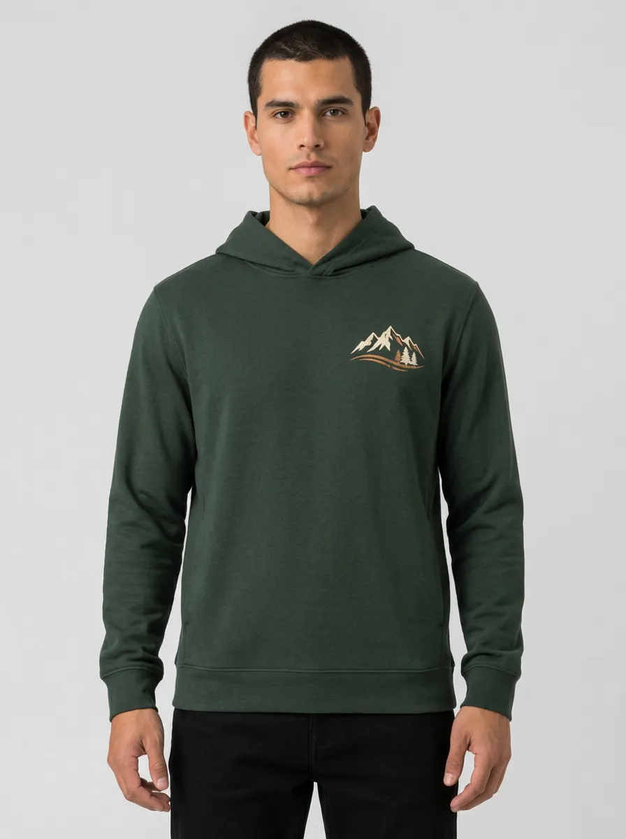 Men's Mountain Forest Graphic Pullover Side-Pocket Hoodie