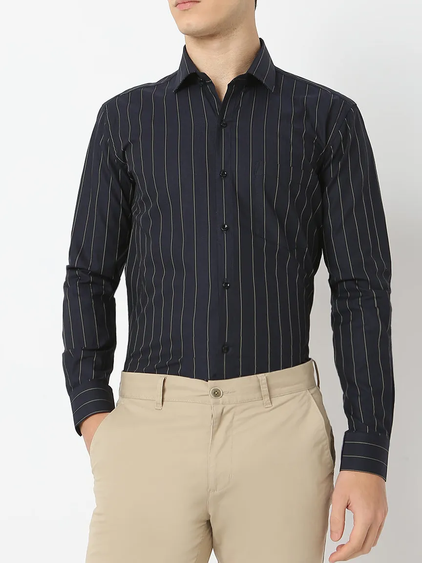 Everyday Striped Herringbone Slim Fit Men's Formal Shirt