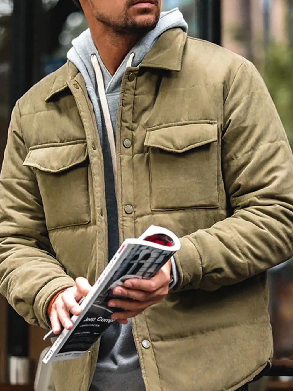 Men's Padded Suede Texture Casual Coat