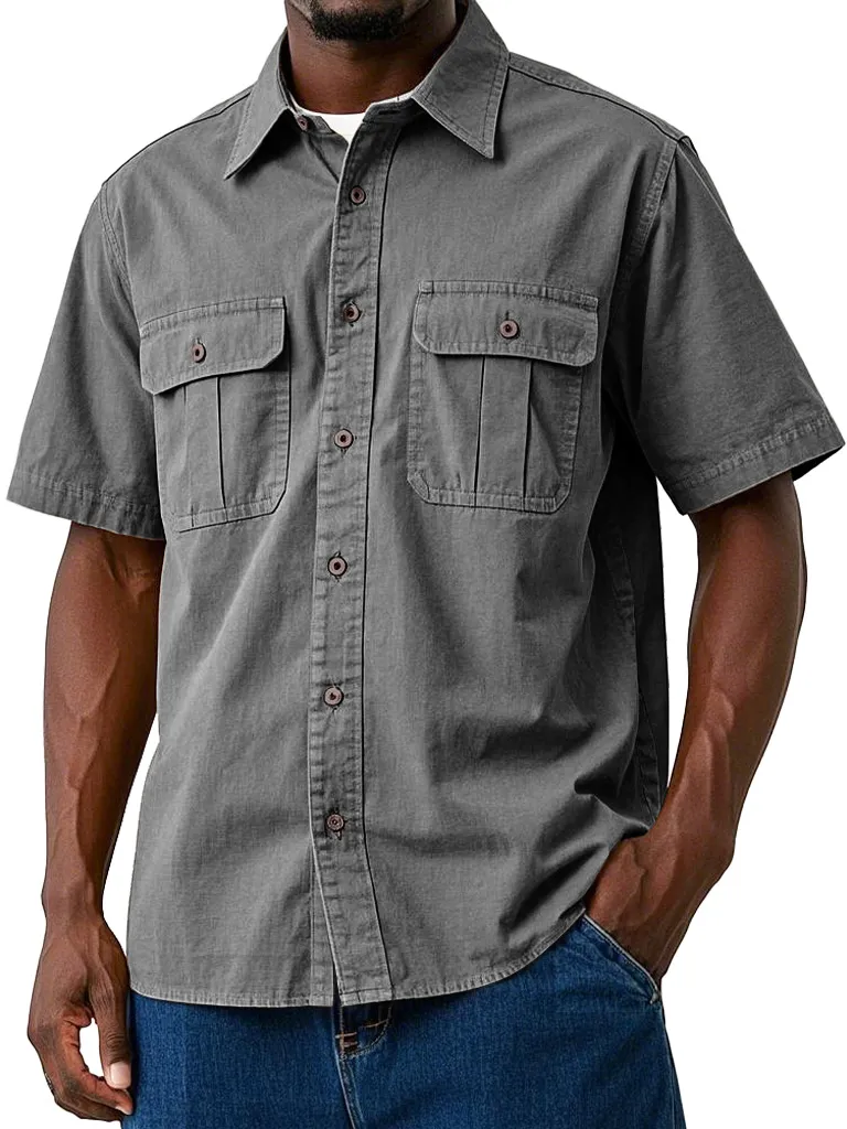 Textured Double Pocket Shirt