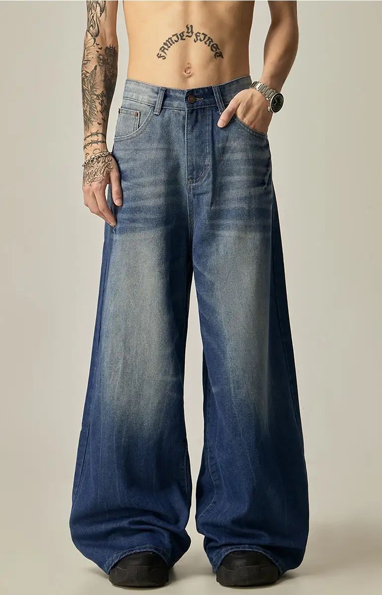 Ombre Fade Ultra-Wide Leg Denim Jeans