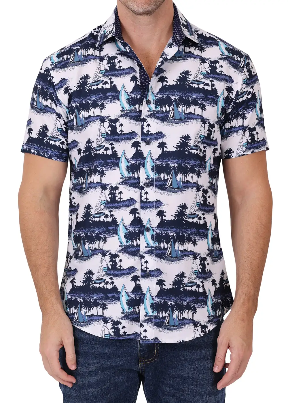 Patterned Short Sleeve Dress Shirt