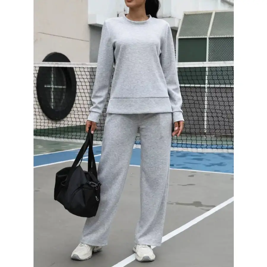 Round Neck Sweatshirt and Pants Set