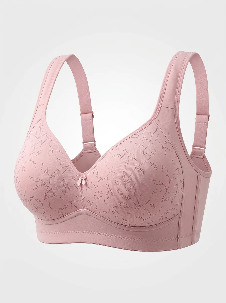 Women's Plus Size Dusty Rose Rose Floral Bow Detail Wireless Bra