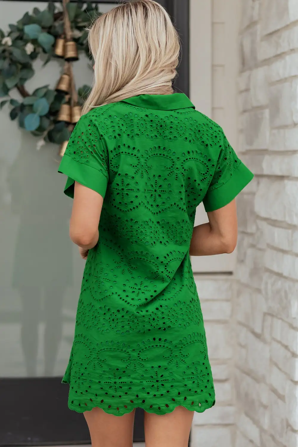 Embroidered Eyelet Mini Dress