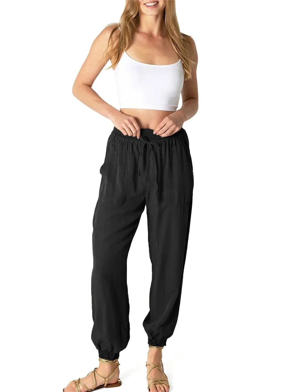Light Blue Elastic - Waist Jogger Pants