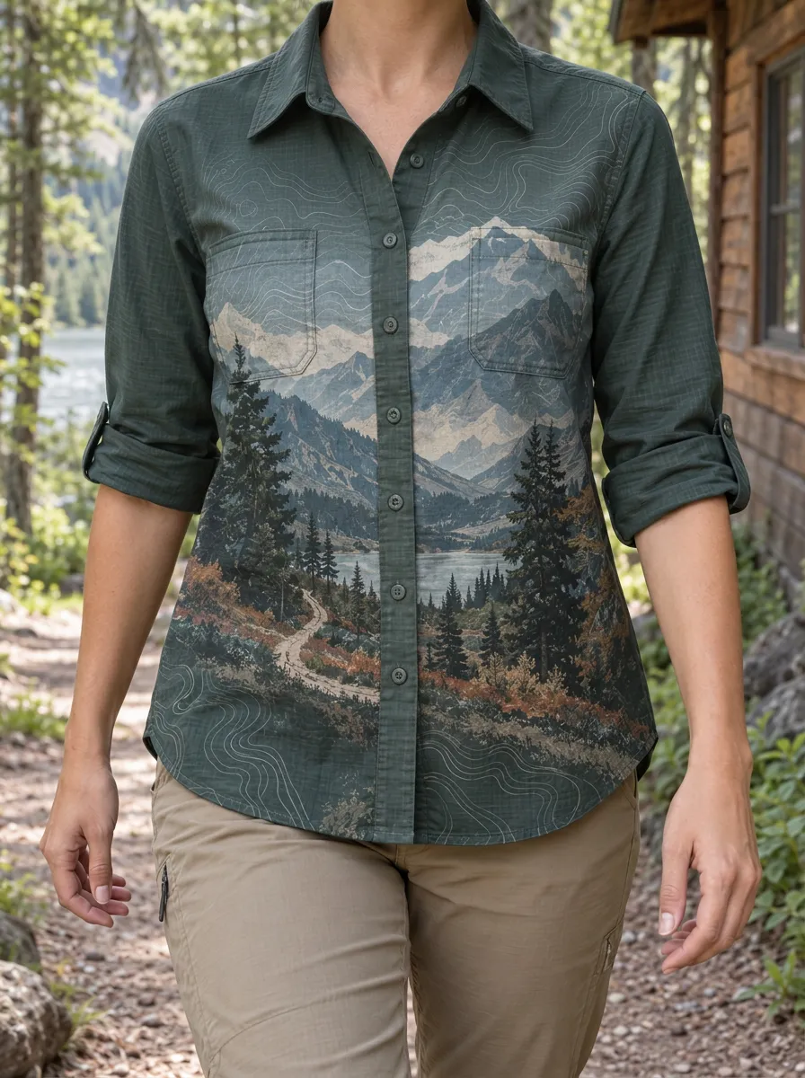 Women's Scenic Hiking Nature Lover Mountain Forest Shirt