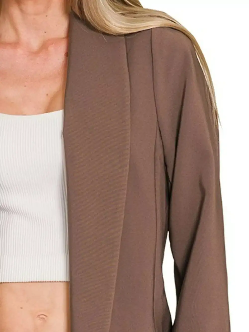 Classic Long Sleeve Open Front Tailored Blazer