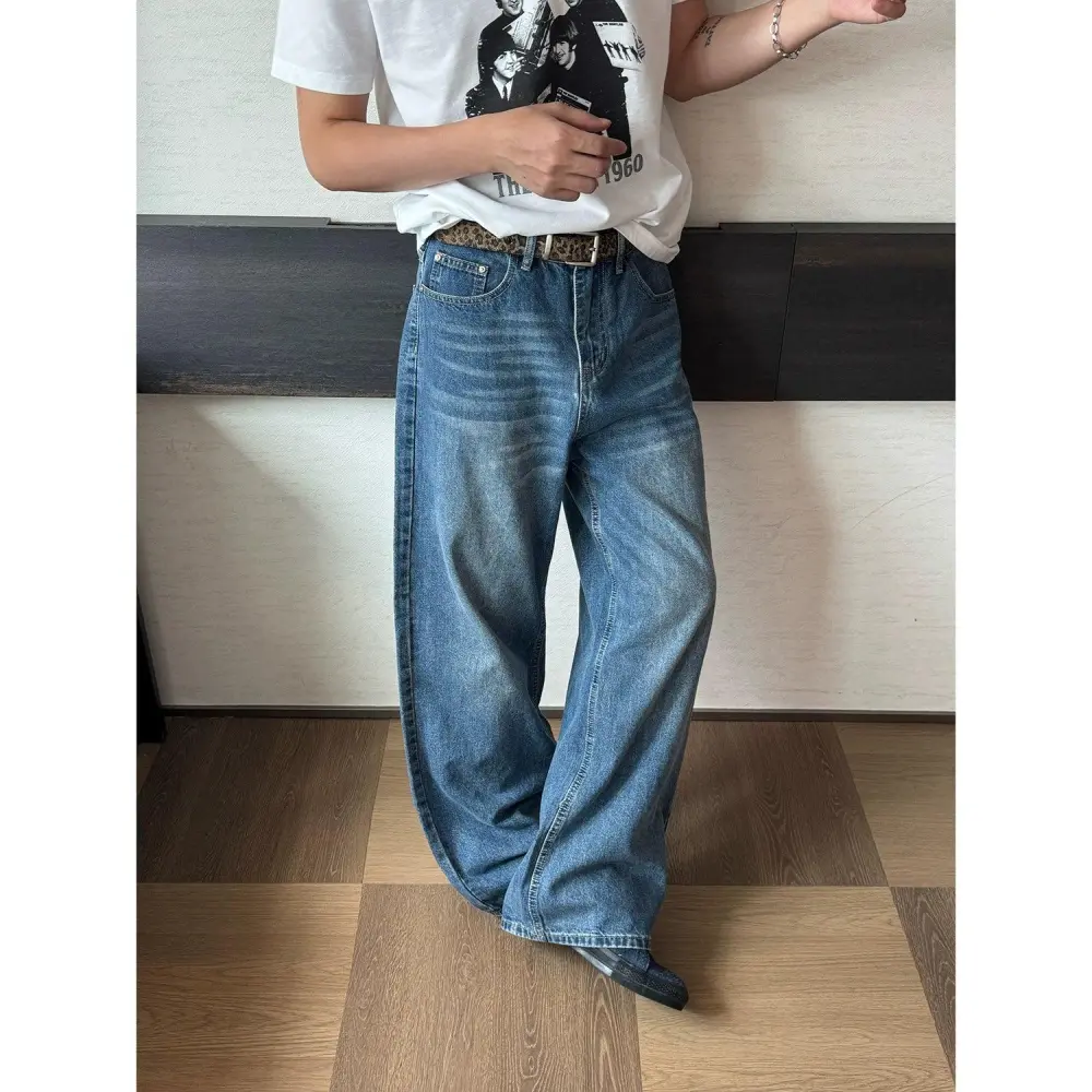 Vintage Wash Straight Leg Jeans