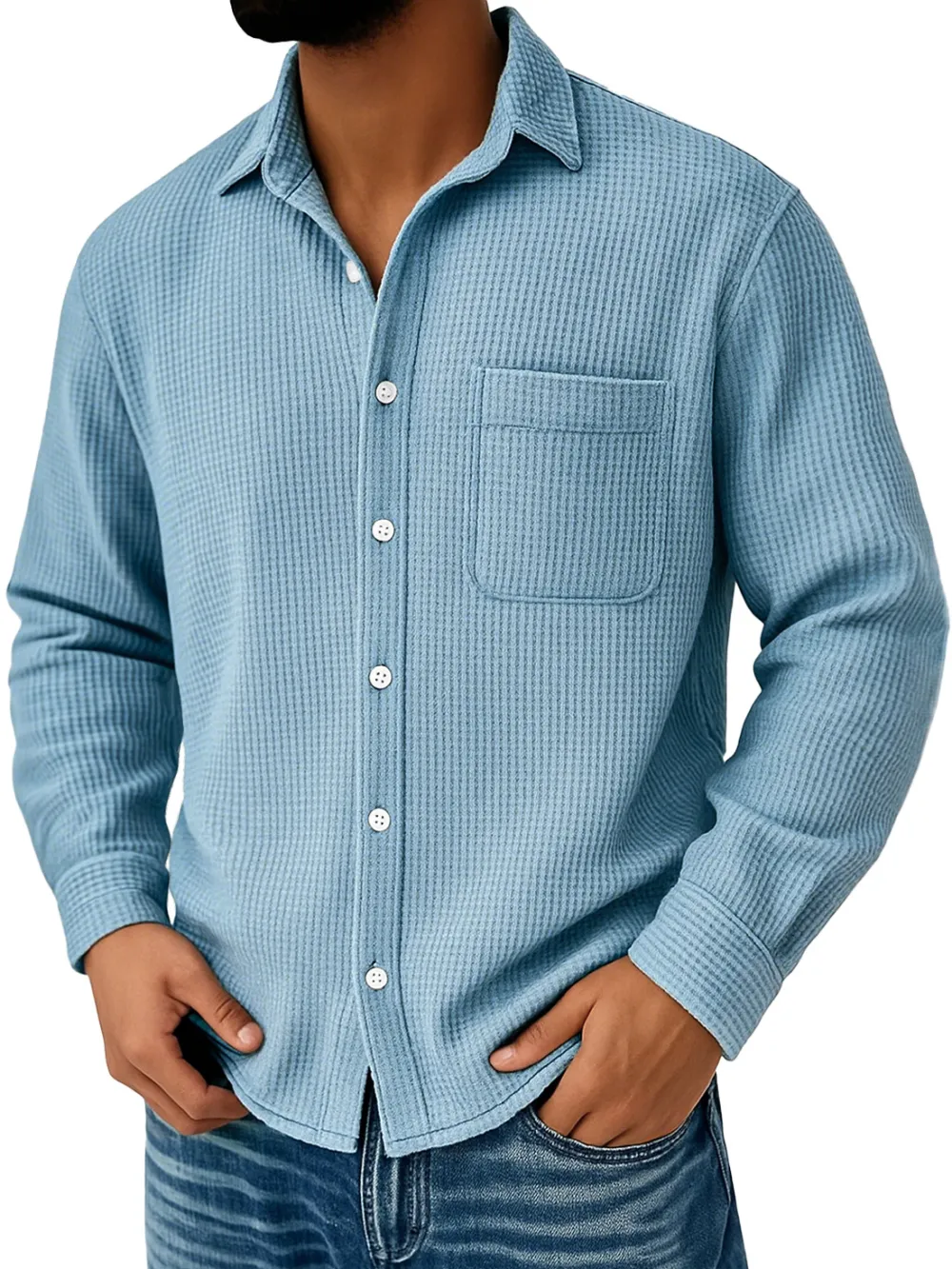 Easy Fit Textured Knit Pocket Shirt