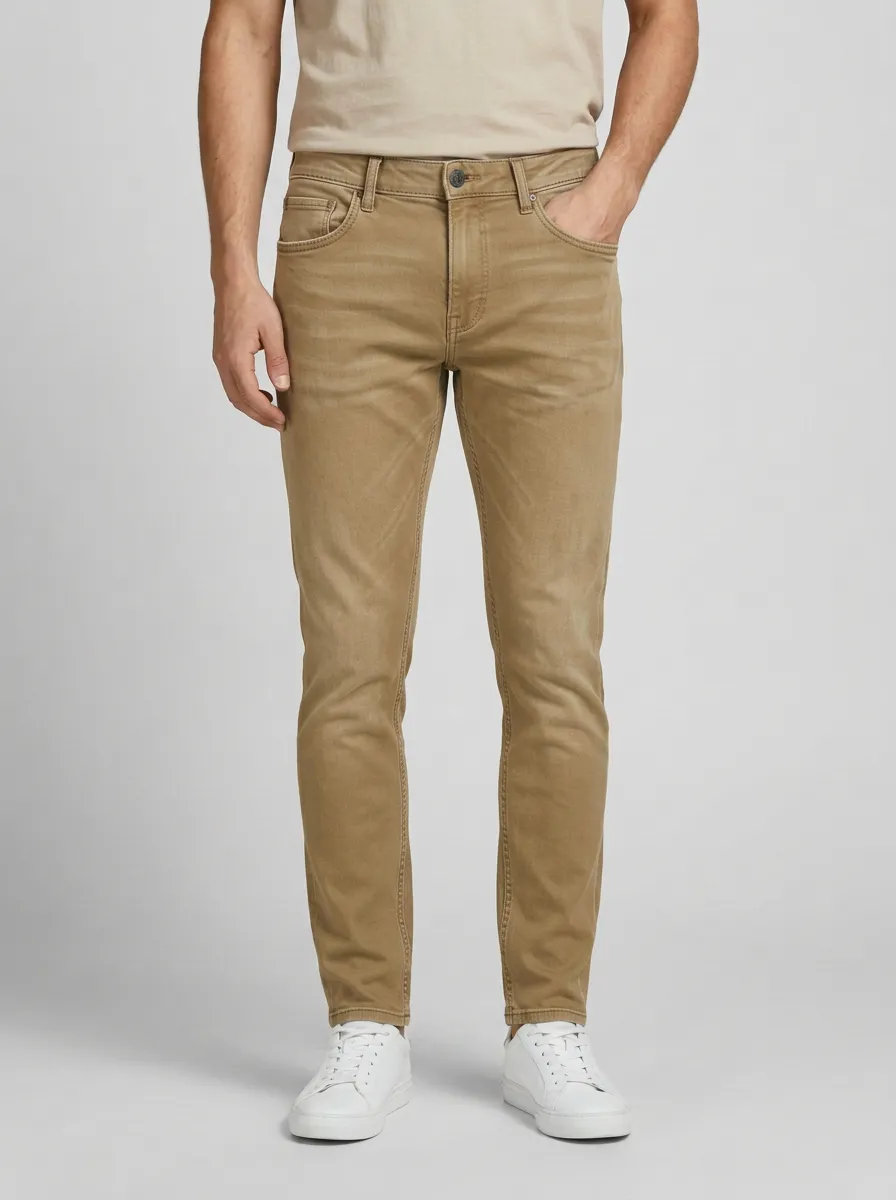 Men's Mid-Blue Casual Blue Washed Slim Fit Jeans