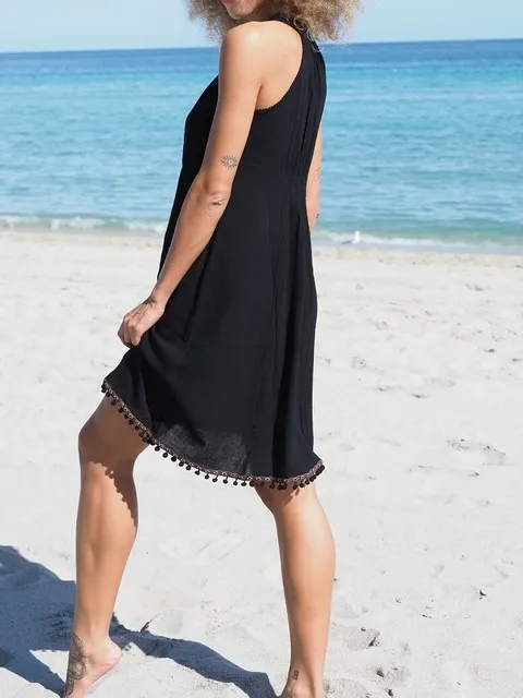 Black Contrast Trim Easy Fit Dress