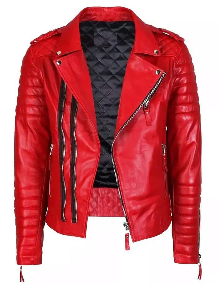 Biker Motorcycle Zip Front Leather Jacket