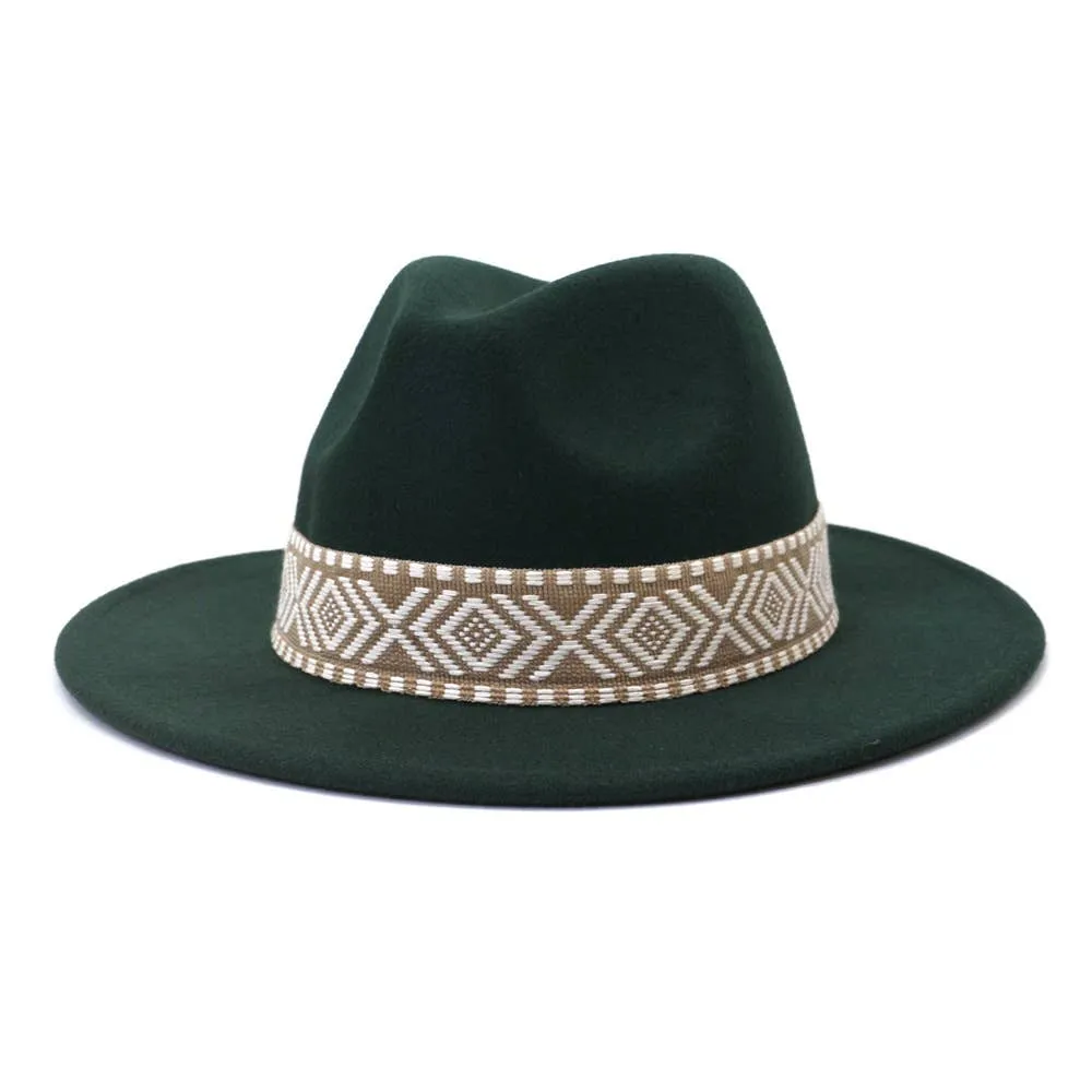 Belt Retro Flat Fedora Hat