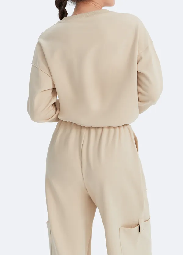 Drawstring Hem Cropped Sweatshirt