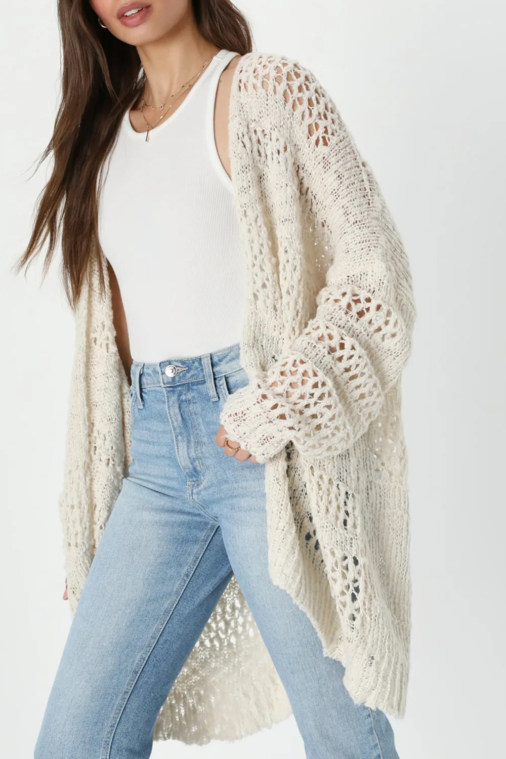 Open Knit Longline Cardigan