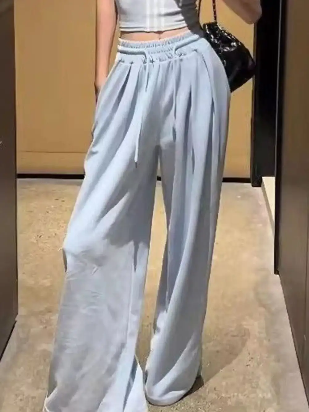 Elevated Striped Crop Top and Wide Leg Pants Set
