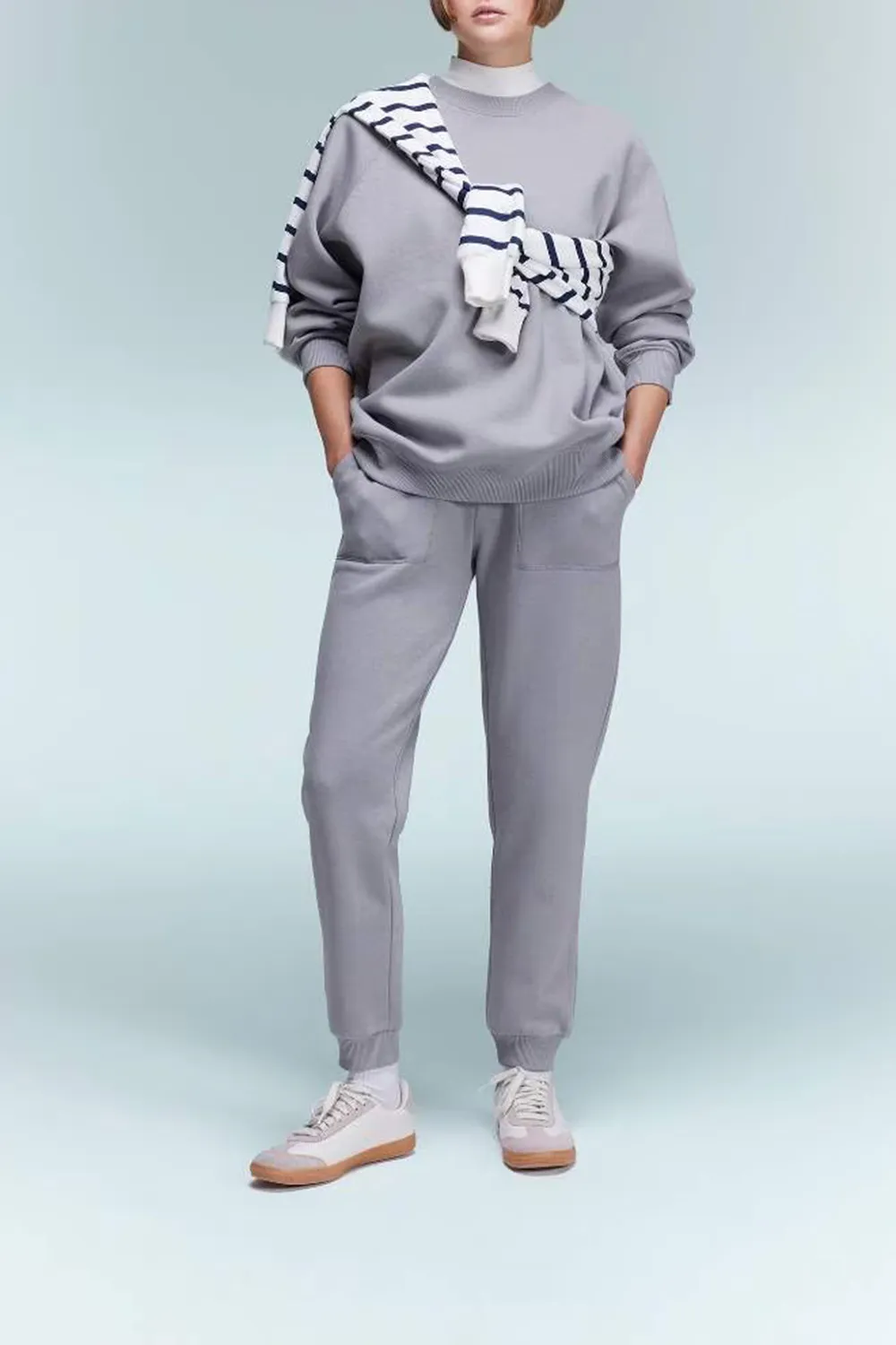 High-waisted Plain Long Pants