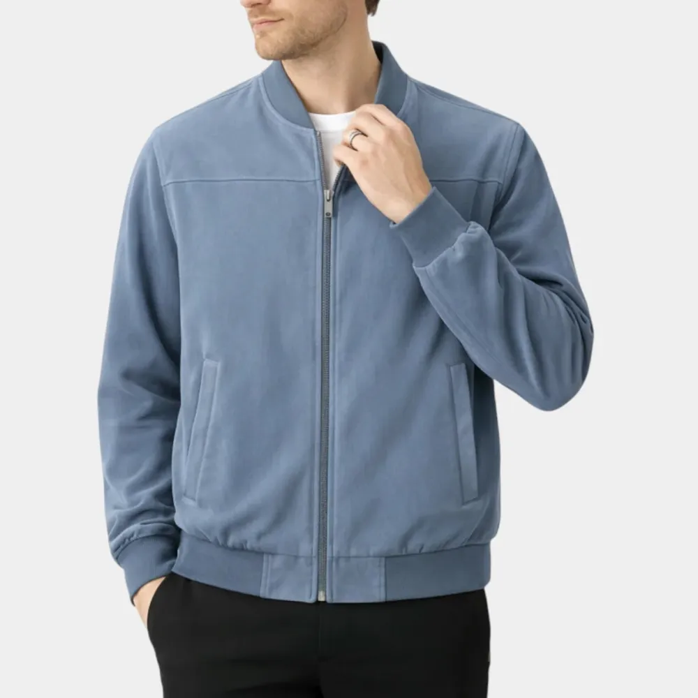 High Neck Zip Front Lightweight Bomber Jacket