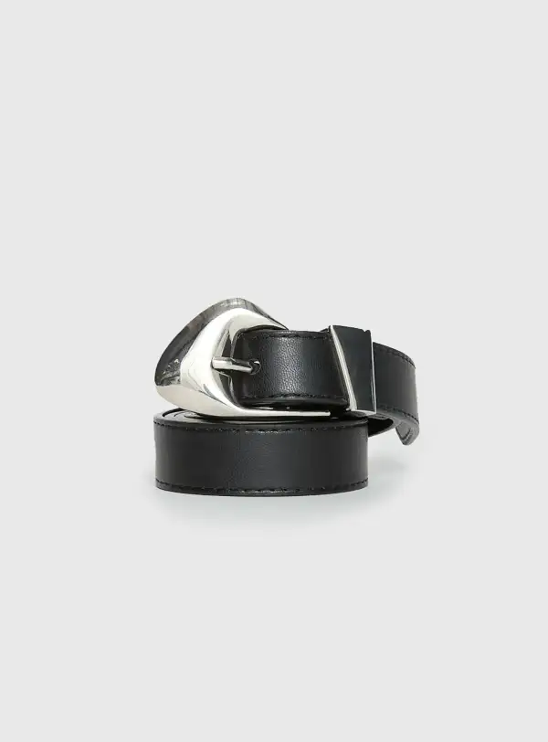 Buckle Faux Leather Statement Belt