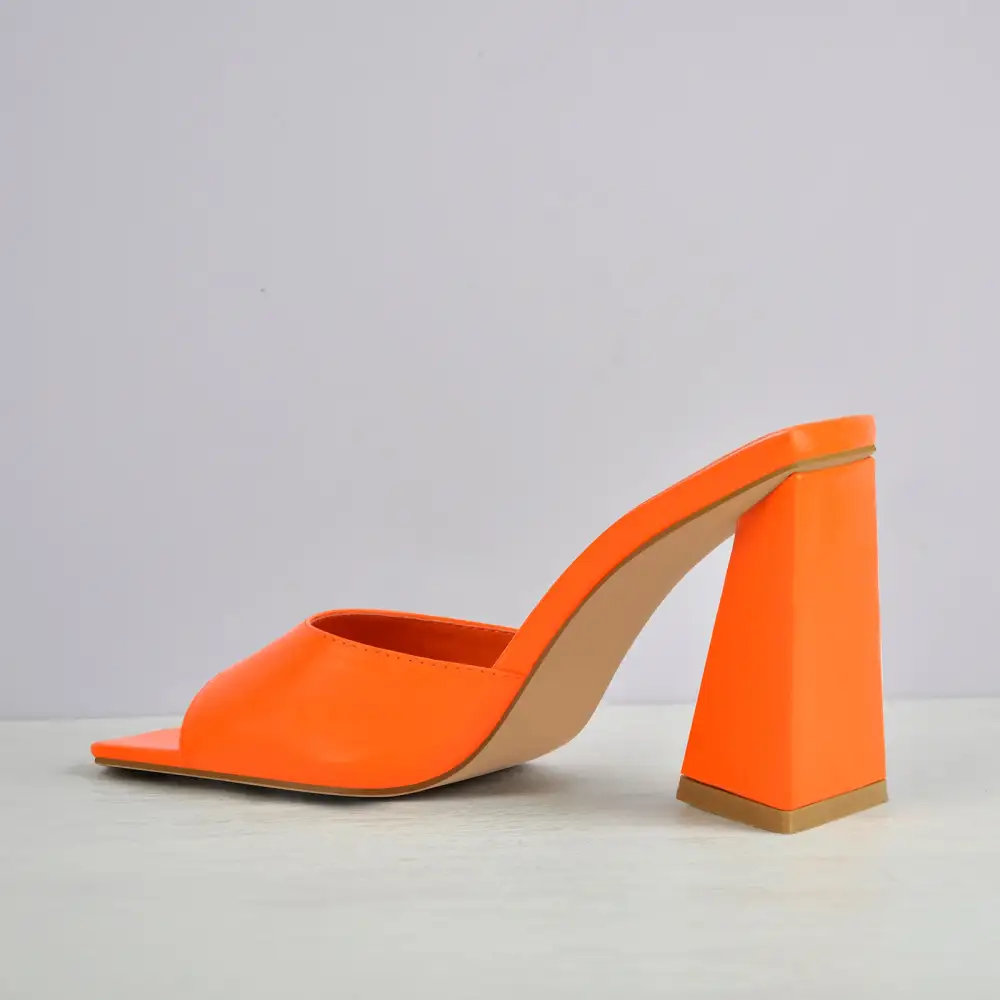 Square Toe Chunky Heel Mule Sandals
