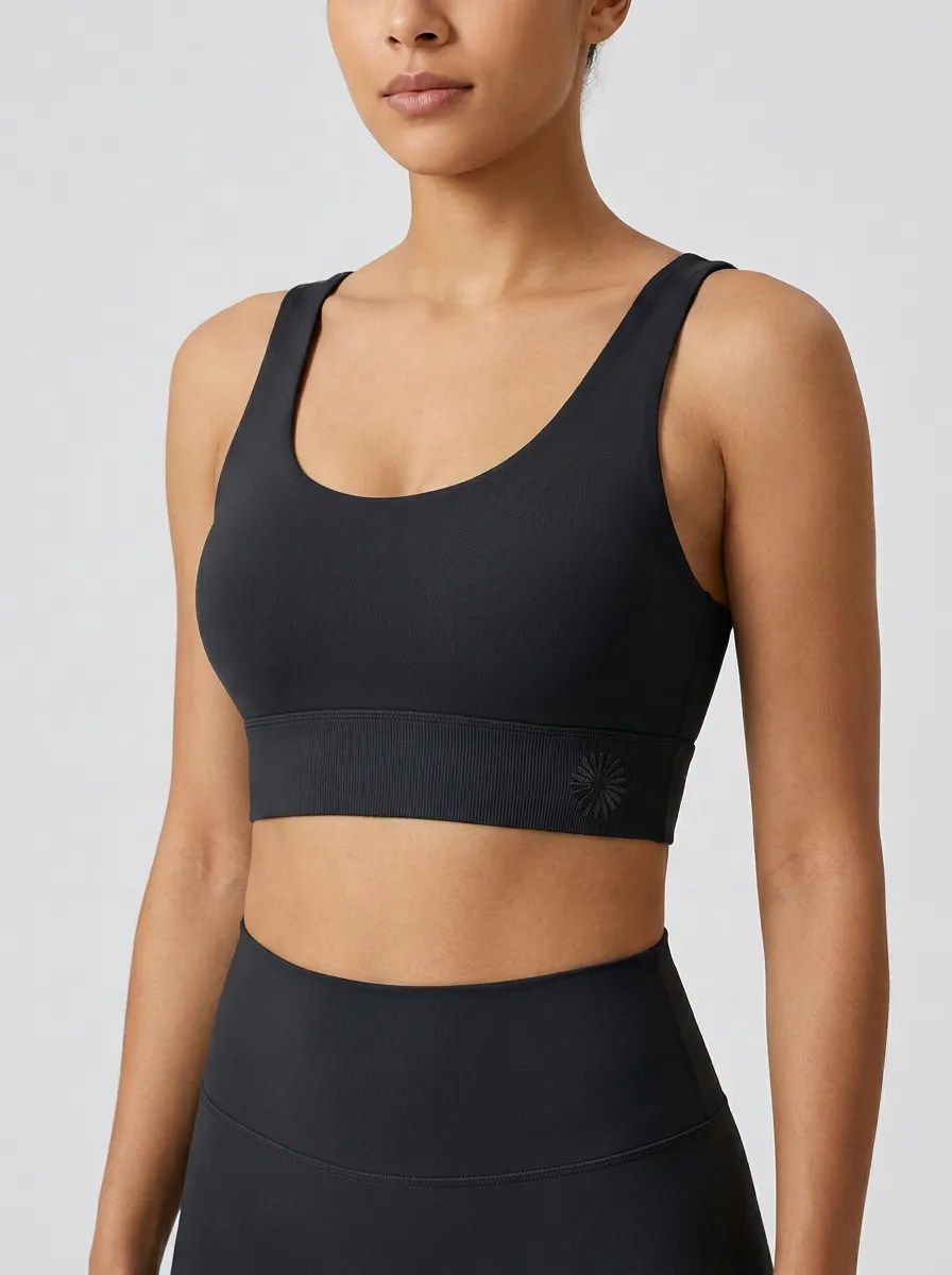 Women's Floral-Embroidered Scoop-Neck Seam-Free-Front Sports Bra