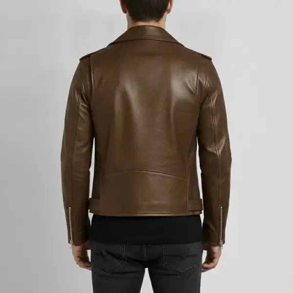 Classic Leather Biker Motorcycle Belted Jacket