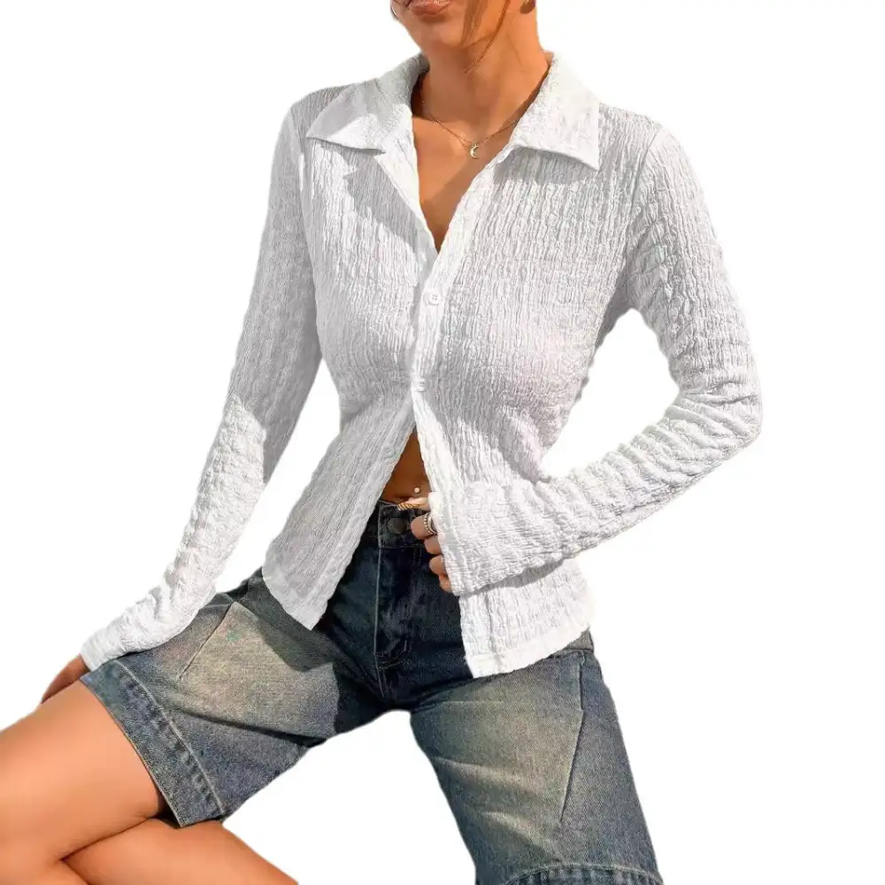 Classic Ease Textured Tailored Blouse