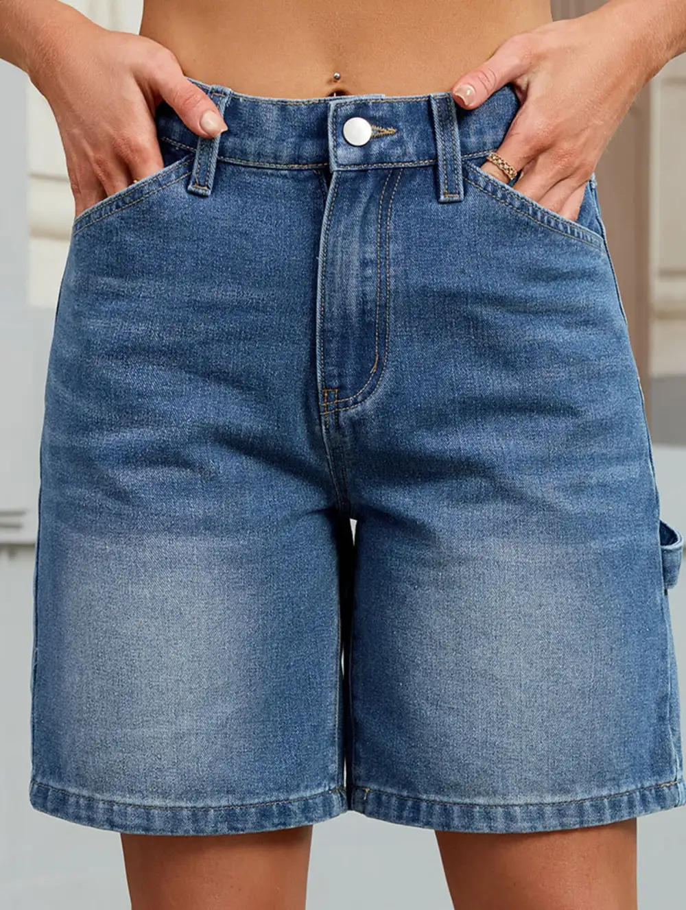 Washed Denim Shorts