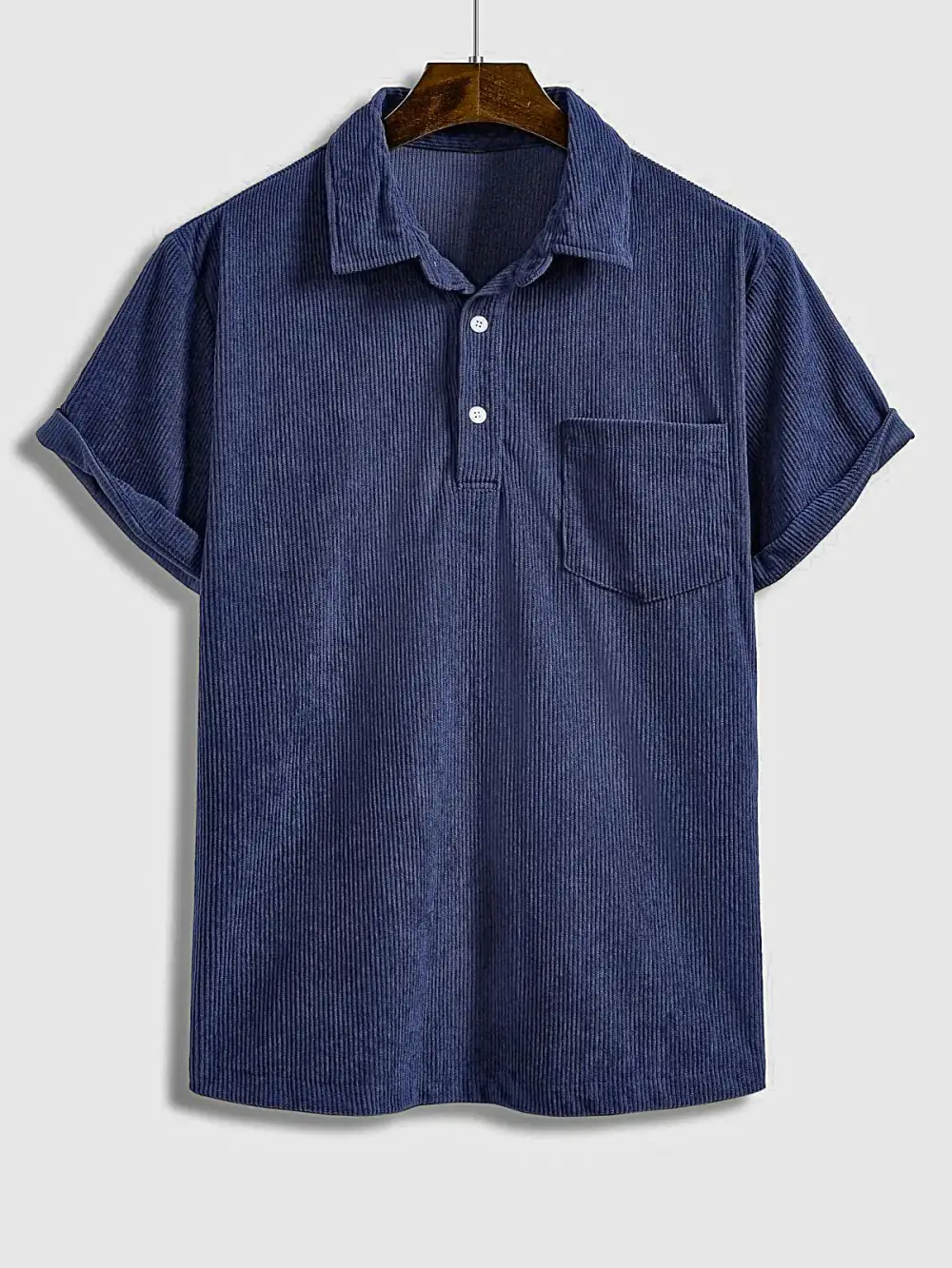 Men's Corduroy Half Button Short Sleeve POLO