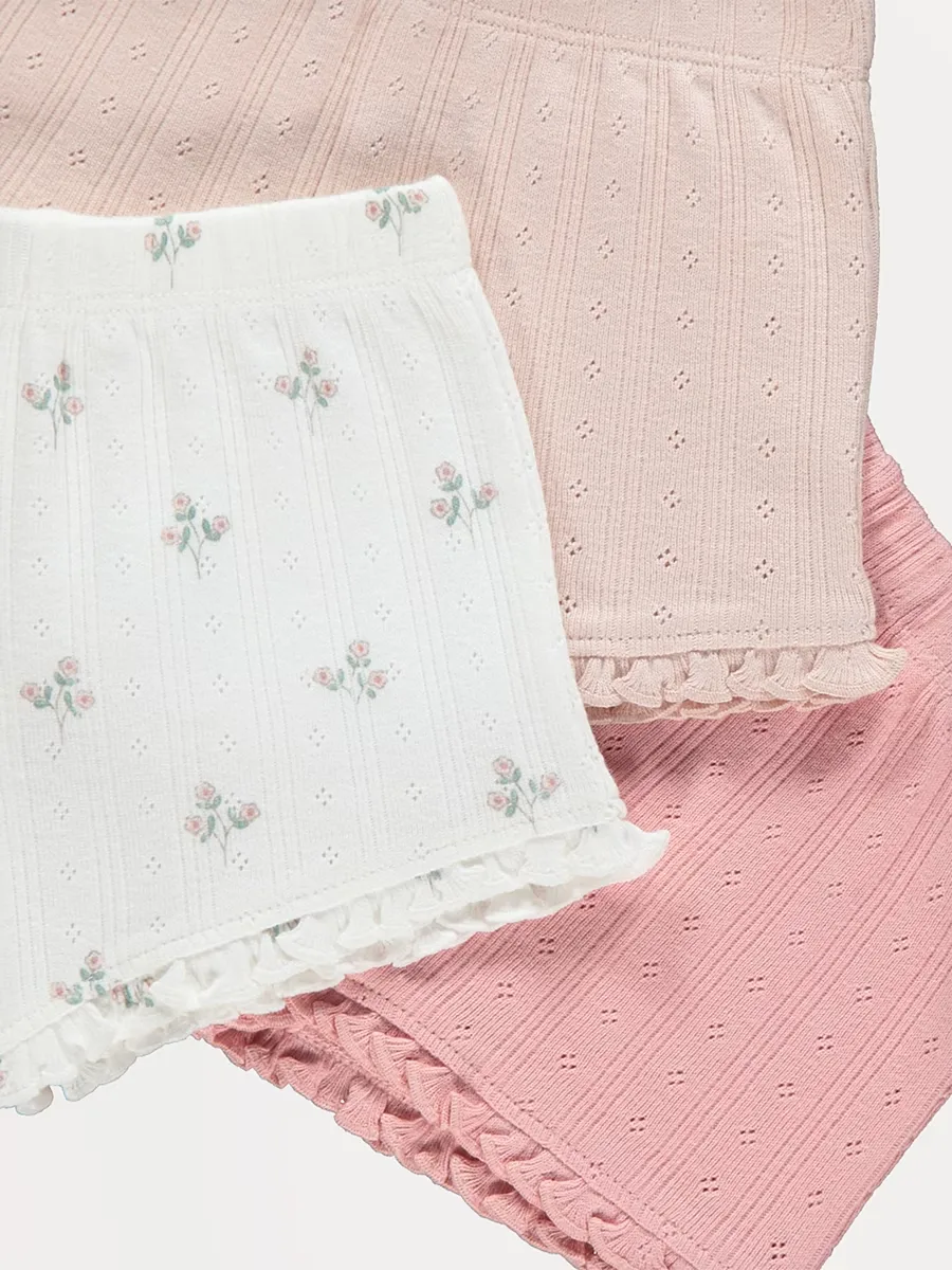 Floral Frilled Pointelle Shorts 3 Pack