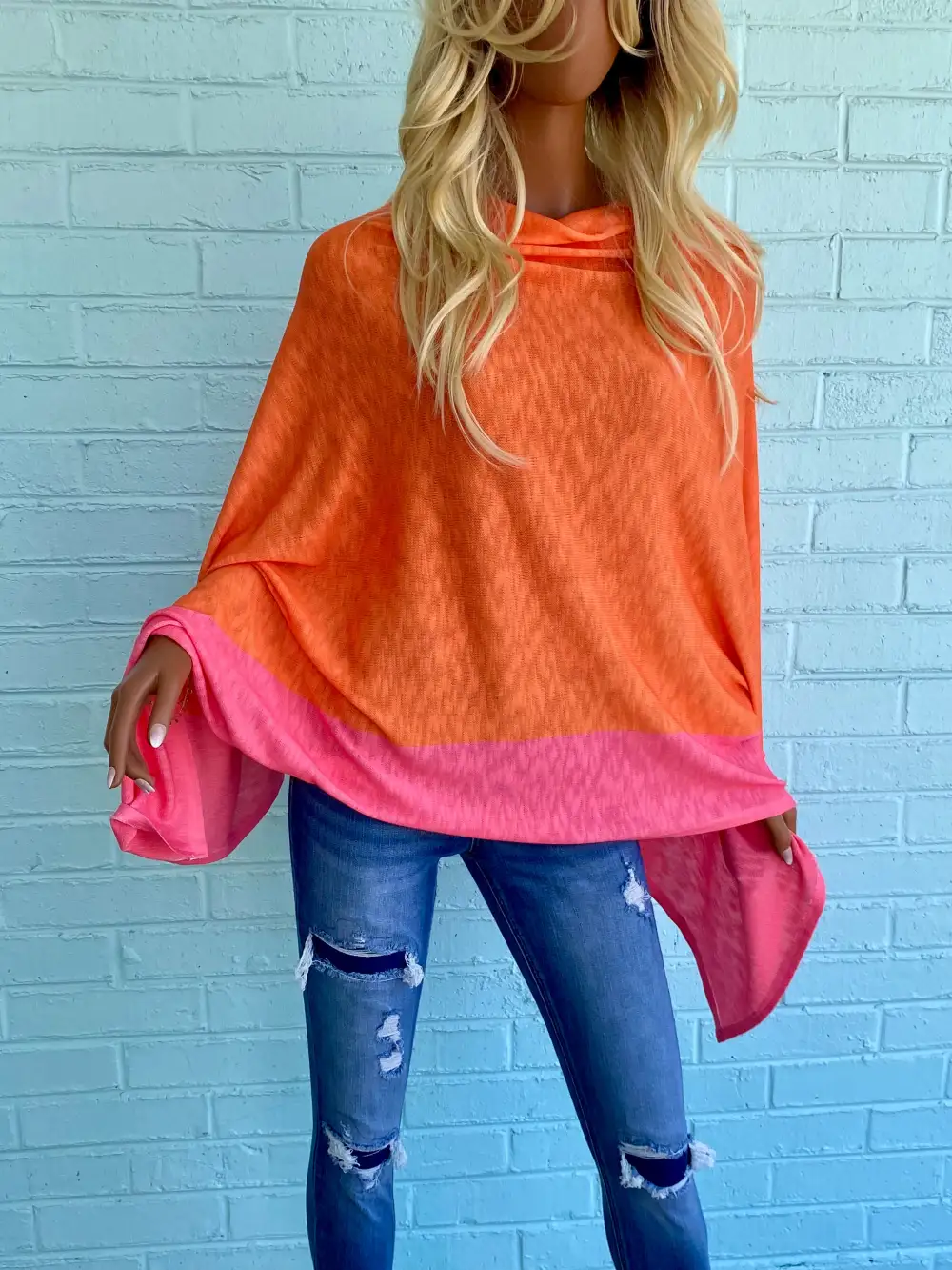 Two-Tone Shawl Top