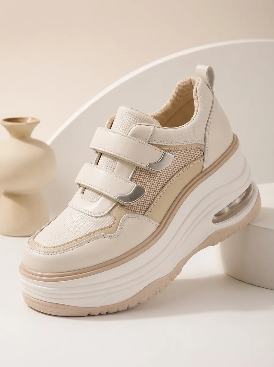 Mesh Low-Top Women's Chunky Platform Shoes