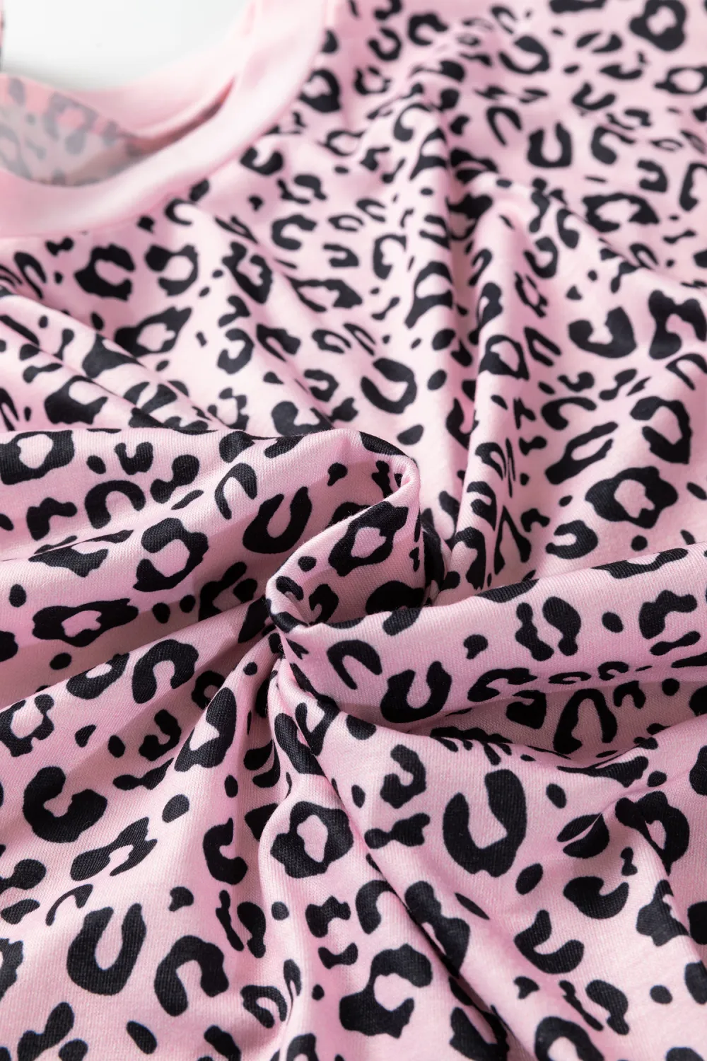 Pink Leopard Striped Patchwork Side Top