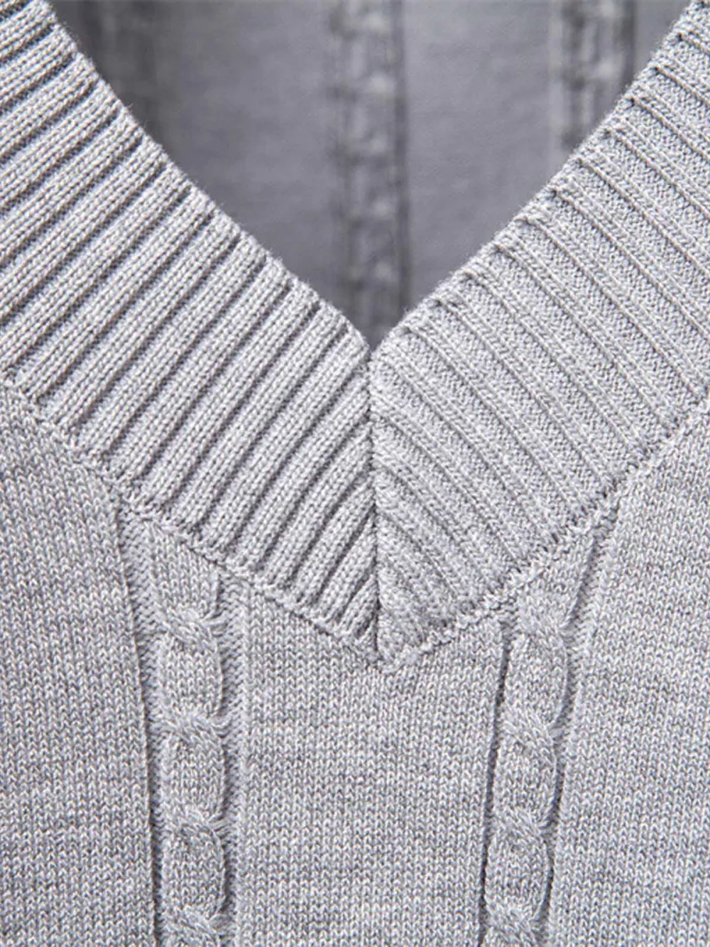 Cable Knit V Neck Sweater Vest