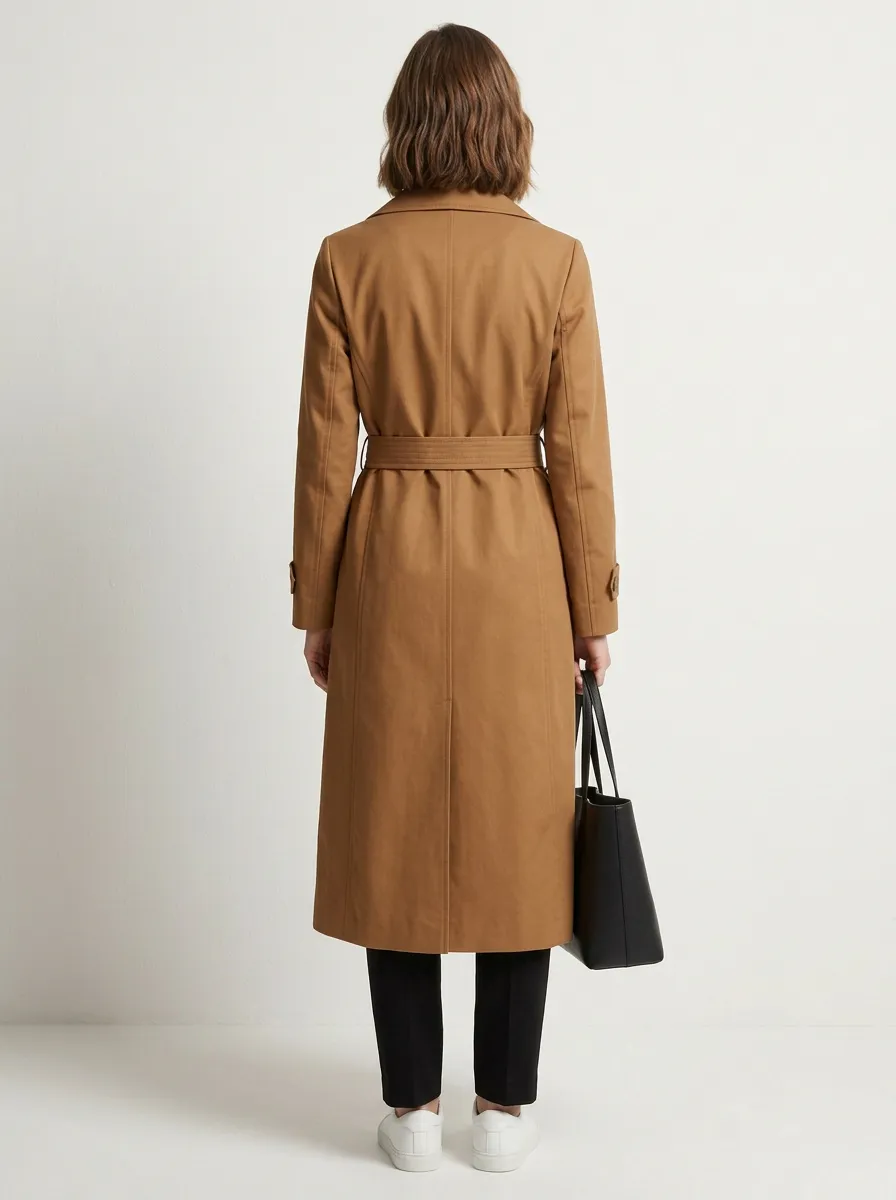 Women's Belted Classic Long Trench Coat